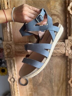 Lucky Brand Women's Blue Strappy Espadrille Sandals - Comfortable Summer Style